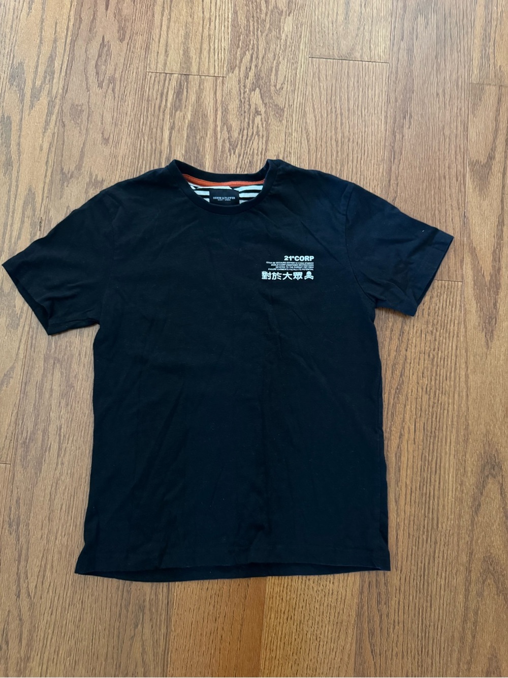 Black Denim & Flower Ricky Singh graphic tee Size 11/12 years Japanese character